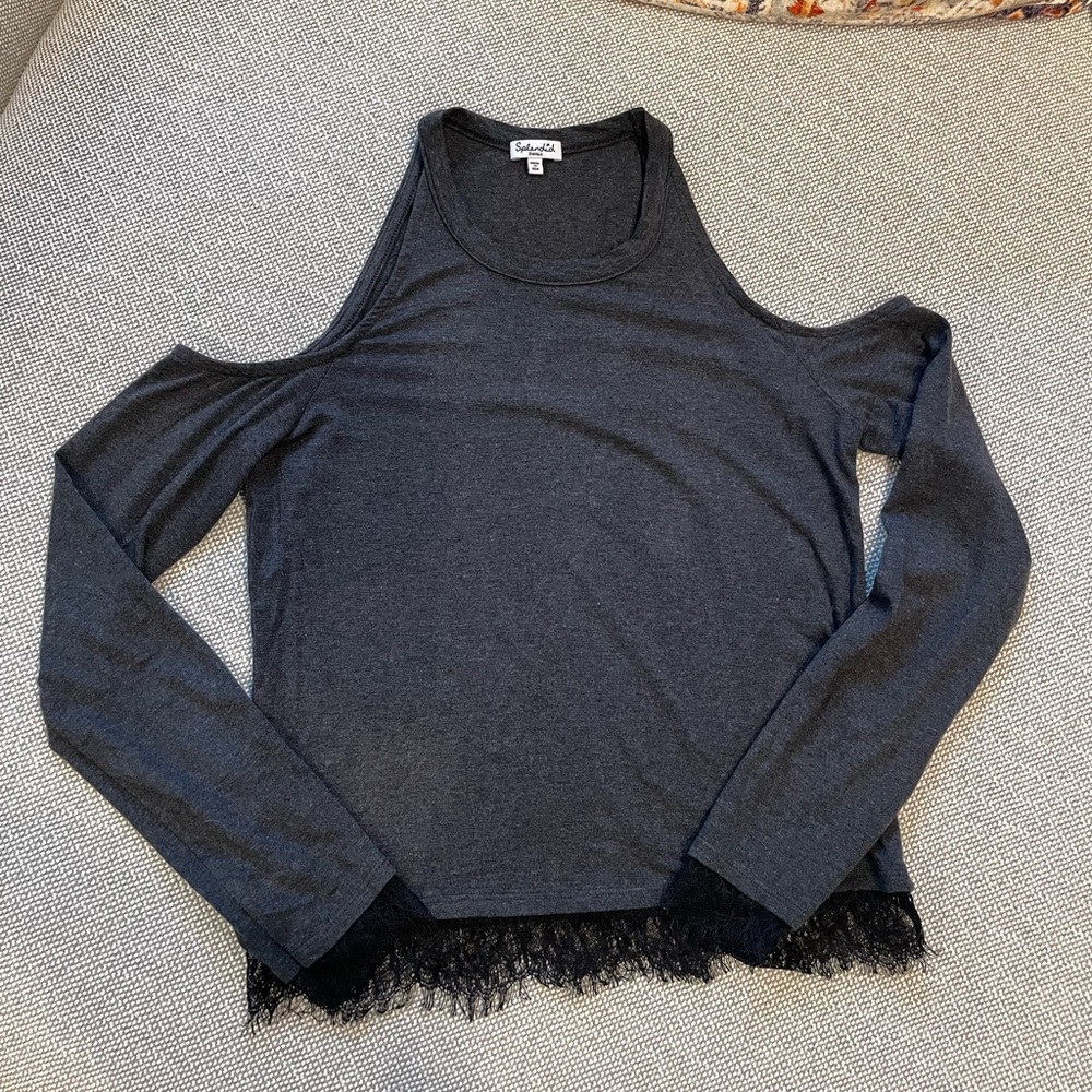 Splendid Women's Gray Cold Shoulder Top